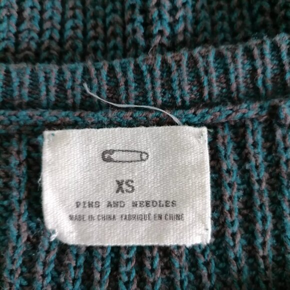 Bundle 2 Pins And Needles Anthropologie Green Ivory Crew Lace Hem Sweater XS - Picture 7 of 16